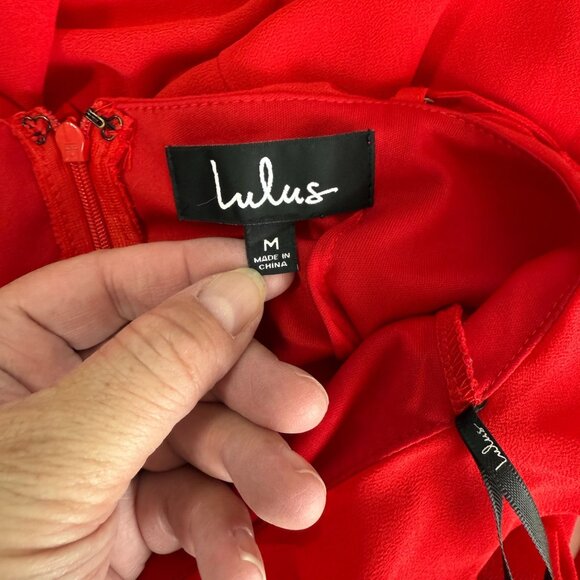 Lulus Womens Red Flutter A-Line Mini Dress Size Medium Romantic Feminine Flirty - Picture 12 of 14